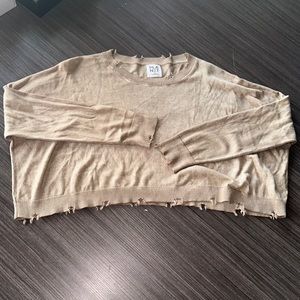 Planet by Lauren G distressed soft knit crew neck sweaterish top